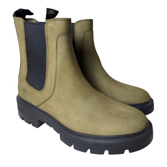 Timberland Chelsea Boots Cortina Valley Womens 8M Olive Nubuck Lug Sole Pull On - Picture 2 of 12